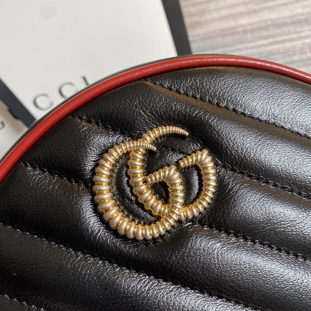 Gucci GG Marmont Mini Round Shoulder Bag 550154 Black